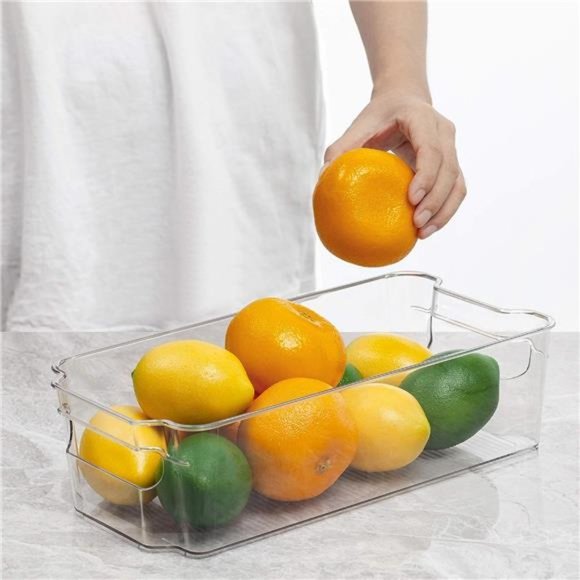 Refrigerator Organizer Bins -8pcs Clear Plastic Bins For Fridge, Freezer,Kitchen - Picture 5 of 6